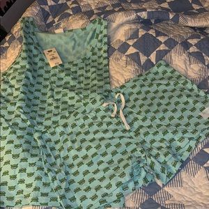 Rainforest Cafe baby blue frog print PJ set